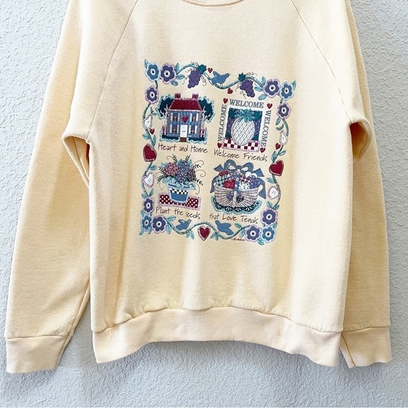 Fruit of The Loom Sweater Pullover Crew Vintage Floral Grandma Cottagecore Large - Picture 4 of 8